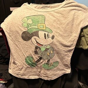 Disney Kids Gray and Green Mickey Mouse Tee